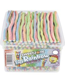 100 stk Sweetzone Fizzy Rainbow Pencils / Godteristenger - Halal Sertifisert
