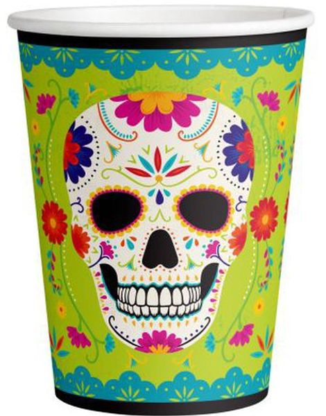 6 stk Hodeskalle Pappkrus 250 ml - Day of the Dead