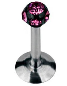 Diamond Ball Labret - Svart/Rosa