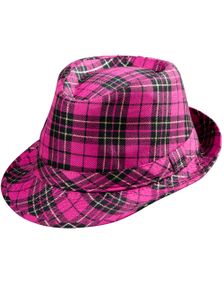 Tartanmønstret Rosa Fedorahatt