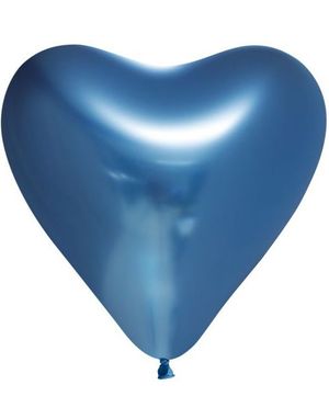 6 stk 30 cm - Glossy Blå Hjerteballonger