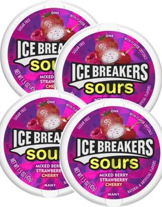 8 stk Ice Breakers Sours Sugar Free Candy - Sukkerfrie Sukkertøy med Fruktsmaker (USA Import) - Hel Eske