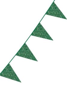 Grønt Glitter Banner med Vimpel Flagg 6 meter