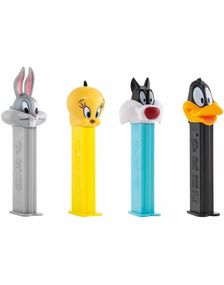 12 stk Assorterte Looney Tunes Pez-Holdere med 2 stk Pez Pakker - Hel Eske