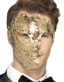 Gullfarget Filigree Phantom Øyemaske i Metall