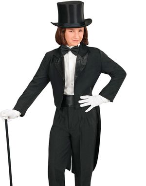 Svart Tailcoat Kostymejakke til Barn