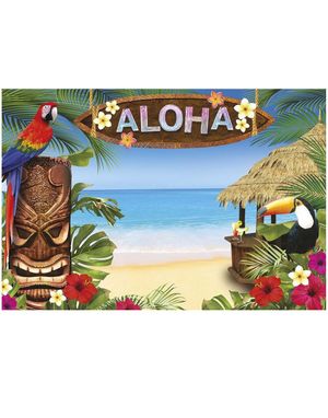 Stort Aloha Banner/Fotobanner med Strandmotiv 220x150 cm