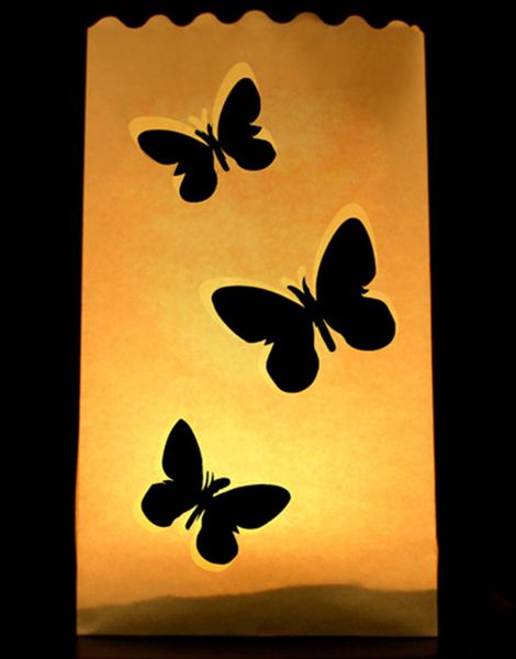 Sommerfugler - 10 stk Poselanterner for Telys 26x15 cm