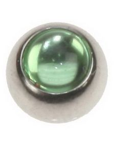 Stålkule med Grønn Perle Stein - 6 mm Kule til 1,6 mm Stang