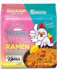 5-pack GARAK Carbo Hot Chicken Flavor Stir-fry Ramen 5x145 gram (Korea Import)