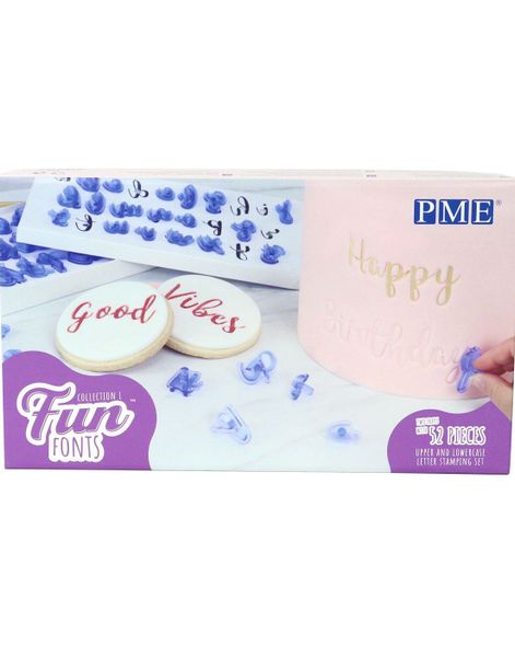 Fun Fonts Alphabet Collection - Stempelsett med Store og Små Bokstaver i 52 Deler - PME Cake