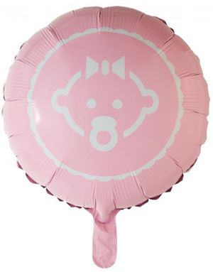 Lys Rosa Folieballong med Jentemotiv 46 cm