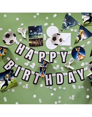 Happy Birthday Banner Fotball 180 x 13,5 cm- Kick It