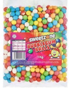 1 kg Sweetzone Bubblegum Balls - Pose med Tyggegummikuler 13-14 mm