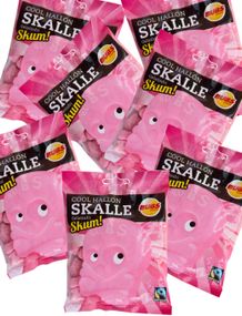 12 Poser Skalle i Skum med Bringebærsmak - Hel Eske