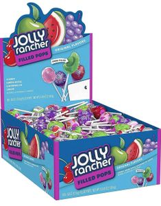 100 stk Jolly Rancher Filled Pops - Kjærligheter med Fyll i Assorterte Fruktsmaker - Hel Eske 1,58 kg (USA Import)