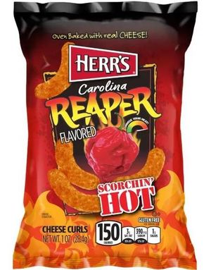 Liten Pose med Herr's Carolina Reaper Ostepop 28 gram (USA Import supersterk)
