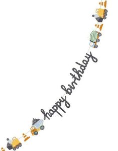 Happy Birthday Banner 2 Meter med Konstruksjons Kjøretøy Motiv
