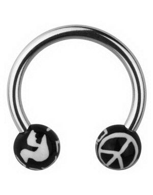 Peace Øyenbrynspiercing - Black - 1.2 x 10 mm