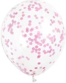 6 stk 30 cm Gjennomsiktige Ballonger med Rosa Konfetti