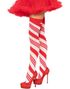 Røde og hvite “candy cane” lårstrømper i elastan