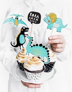 5 stk Dinosaur Kaketoppere 20 cm - Dinosaur Party