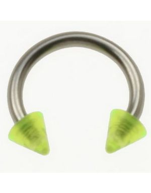 Rund Øyenbrynspiercing med Grønne Spike Kuler - 1.2 x 8 mm