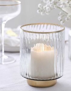 Rillet Lysholder i Glass 10x13 cm - Modern Luxe