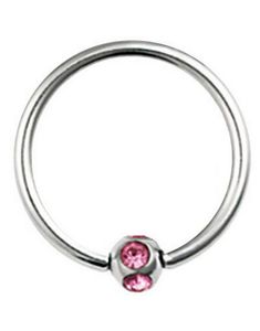 BCR Piercing med Rund Kule og Rosa Stener