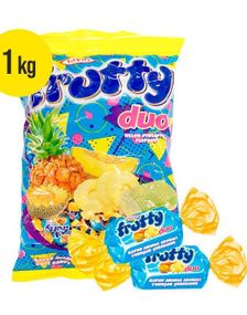 1 kg Frutty Duo Pineapple/Honeydew Melon - Stor Pose Karameller med Honningmelon og Ananassmak