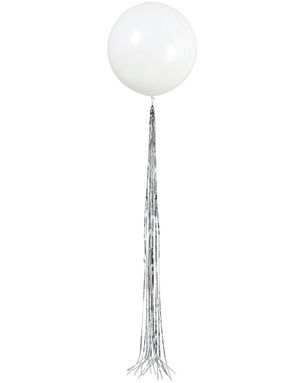 60 cm Hvit Ballong med Sølvfarget Ballonghale 182 cm