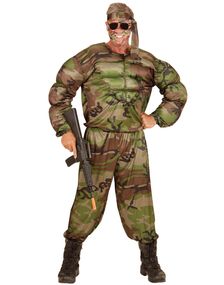 Muskuløs Soldat Herrekostyme
