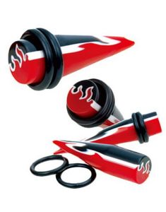 Firenail Expander - Ørepiercing i Svart/Hvit/Rød