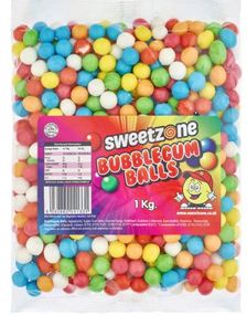 1 kg Sweetzone Bubblegum Balls - Pose med Tyggegummikuler 13-14 mm