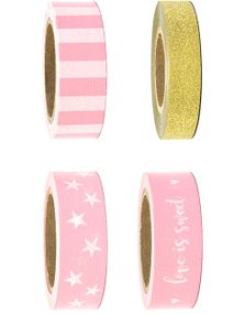 4 stk Rosa og Gullfarget Washi / Dekorteip 40 meter