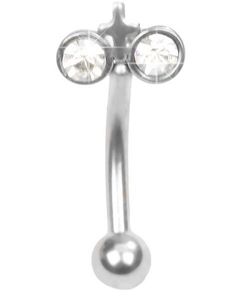 Øyenbrynspiercing med Klare Stener og Kors - 1.2 x 8 mm