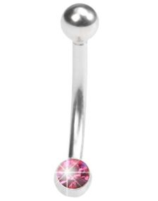Øyenbrynspiercing med Rosa Sten - 1.2 x 8 mm