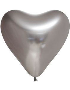 20 stk 30 cm - Glossy Sølvfarget Hjerteballonger