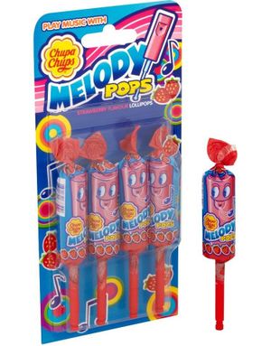 4 Pack Chupa Chups Melody Pops Fløyter med Jordbærsmak 60 gram