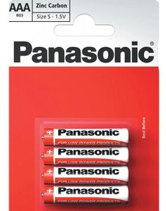 4 stk Panasonic AAA Zink Carbon Batterier
