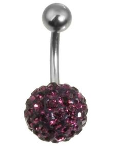 Navlepiercing med Kule av glitrende Mørk Rosa Stener