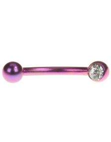 Øyenbrynspiercing i Lilla med Klar Sten - 1,2 x 8 mm