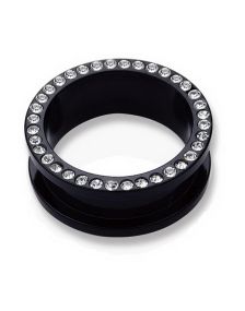 Svart Piercing Tunnel med Klare Stener