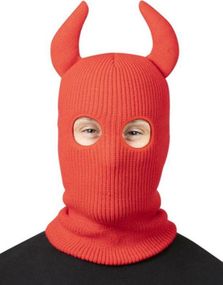 Rød Balaklava/Finlandshette med Djevelhorn