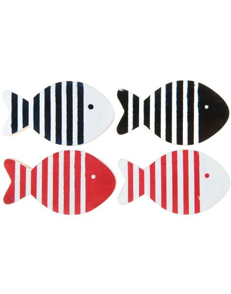 4 stk Fiske Bordkortholdere i Treverk 6x3cm