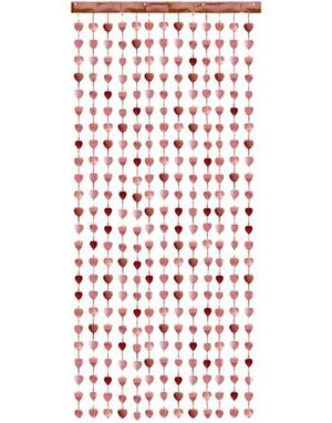 Rosegullfarget Dørforheng med Hjerter 100x245 cm