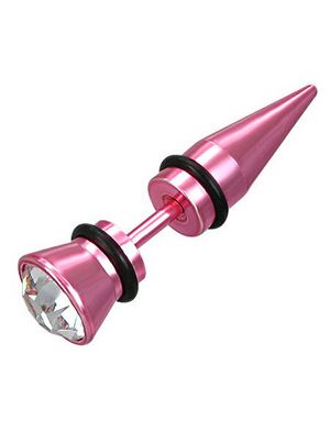 Metallic Rosa Fake Piercing med Klar Sten