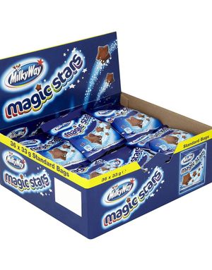 36 stk Milky Way Magic Stars - Poser med Porøse Melkesjokolade Stjerner - Hel Eske 1188 gram