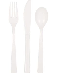 18 Delers Gjenbrukbart Hvitt Plastbestikk