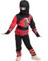 Rødt og Svart Ninja Barnekostyme - 3-4 ÅR